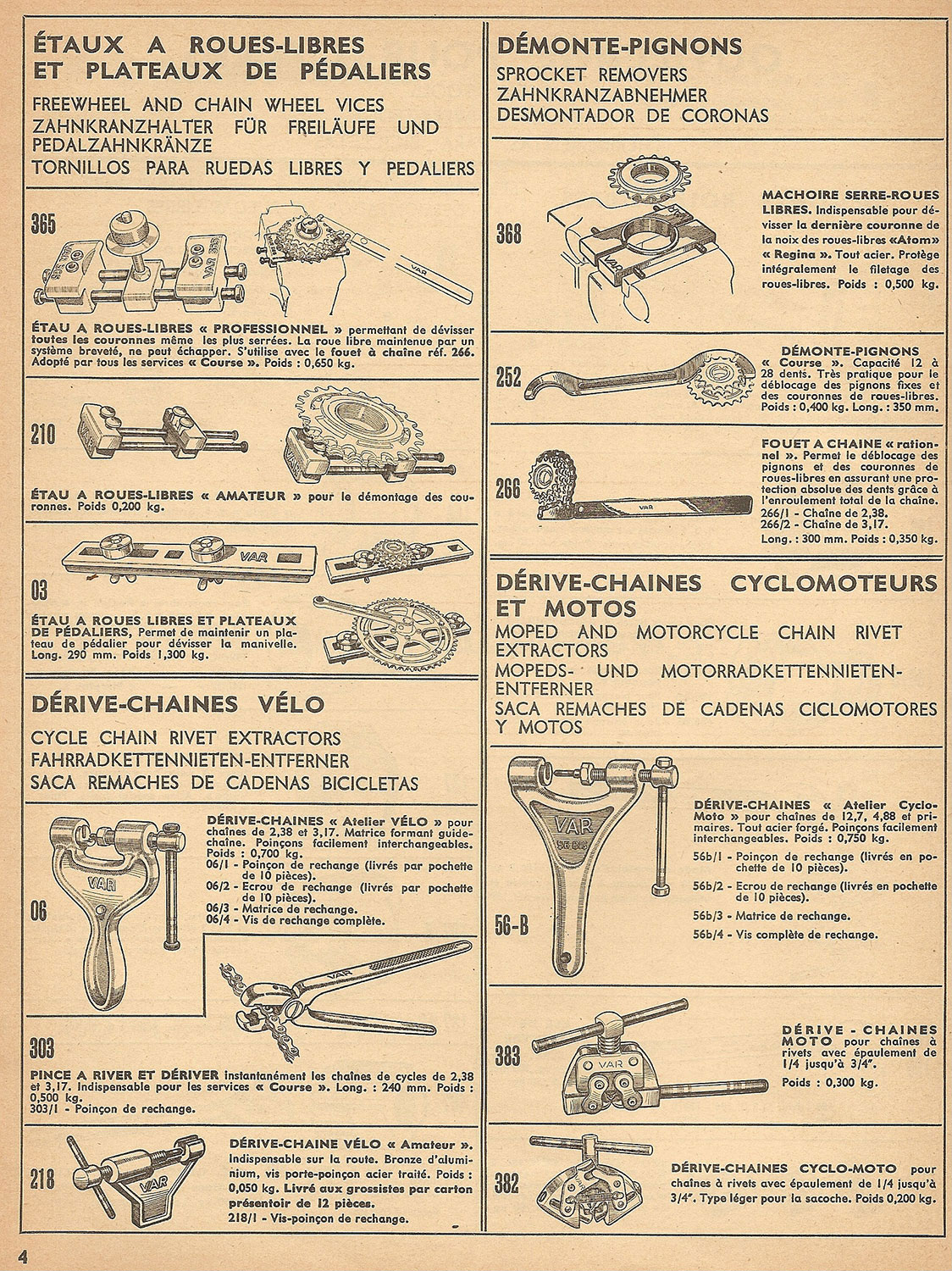 Catalogue VAR outillage spécial MOBYLETTE 1964 - Collection